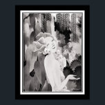 Poster Art Deco Tropical Girl<br><div class="desc">Incrível 1934,  Art Deco,  impressão de Garota Tropical em preto neutro,  branco e cinza. 11x14 mostrado aqui. Disponível em outros tamanhos padrão.</div>