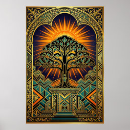 Poster Art Deco Vintage Film Reel Monument Gold