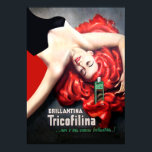 Pôster Art Deco Vintage - Redhead Brillantina Tricofilina<br><div class="desc">Art Deco Vintage - Ruiva Exótica Brillantina Tricofilina. Anúncio de cuidados telefônicos.</div>