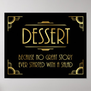Pôster Art Deco Wedding Print DESSERT Sign
