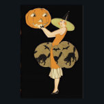 Poster Art Deco Witch Jack O Lantern Pumpkin Black Cat<br><div class="desc">Vintage Halloween impressão</div>