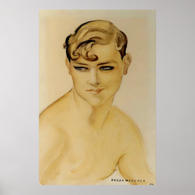 Poster Art Deco Young Man Bare Chested" por Gerda Wegener (Frente)