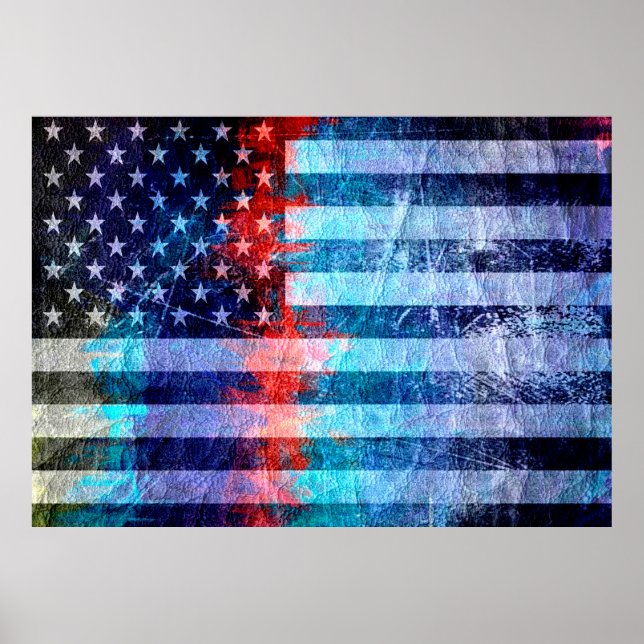 Pôster Art Grunge American Flag #7 (Frente)