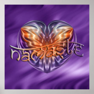 Pôster ART Heart NAMASTE ondas lila