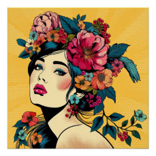Poster Art Impressão com coroa de flores