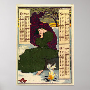 Poster Art Nouveau 1896 Calendar by Louis Rhead