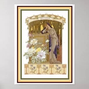 Pôster Art Nouveau Alphonse Mucha Atomne 12 x 16 Wall Art