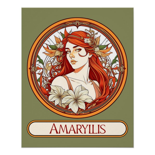 Pôster Art Nouveau Amaryllis Mulher (Frente)