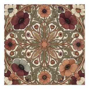 Pôster Art Nouveau Anêmona Floral Circular