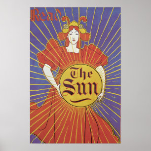 Poster Art Nouveau Antiga, Jornal New York Sun