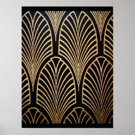 Poster Art nouveau, art deco, padrão do ventilador, bronz