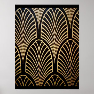 Poster Art nouveau, art deco, padrão do ventilador, bronz