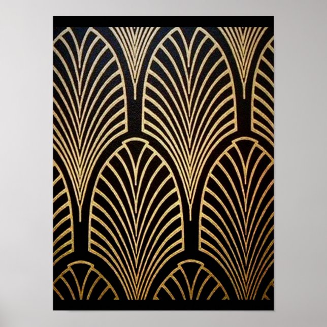 Poster Art nouveau, art deco, padrão do ventilador, bronz (Frente)
