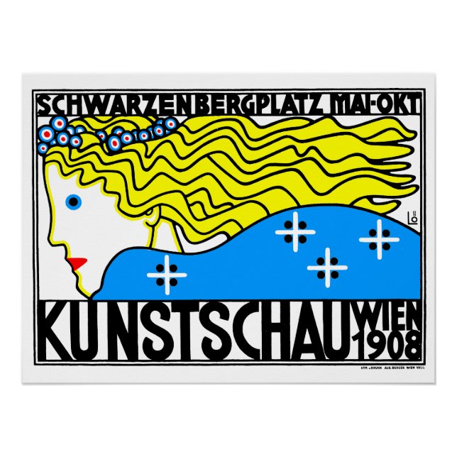 Pôster Art Nouveau Art Show Fair Maiden de 1908 (Frente)