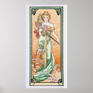 Poster Art Nouveau Bonito Primavera por Alphonse Mucha