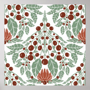 Poster Art Nouveau Botânico-Vintage Floral Scallop