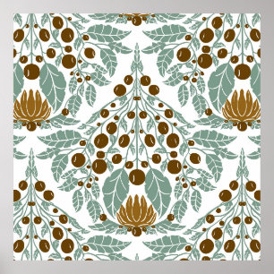 Poster Art Nouveau Cacau & Mint-Vintage Floral Scallop