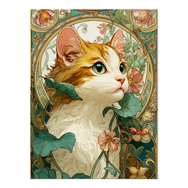 Pôster Art Nouveau Cat (Frente)