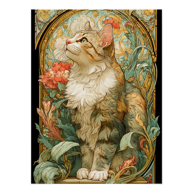 Pôster Art Nouveau Cat (Frente)
