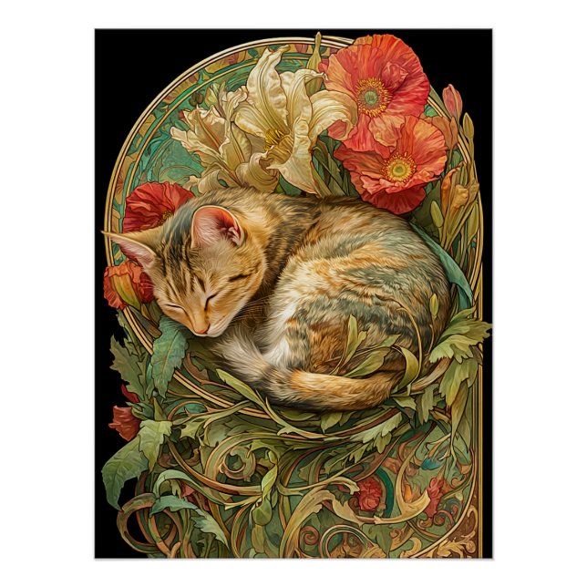 Pôster Art Nouveau Cat (Frente)