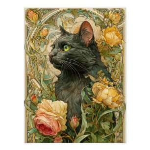 Pôster Art Nouveau Cat