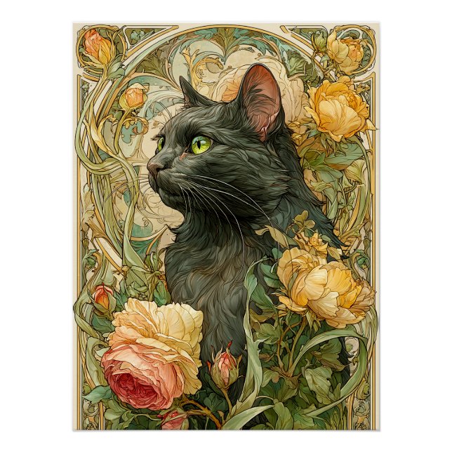 Pôster Art Nouveau Cat (Frente)