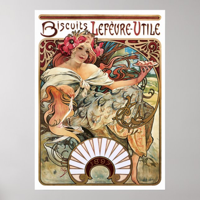 Poster Art Nouveau Cookie Advertisement de Alphonse Mucha (Frente)