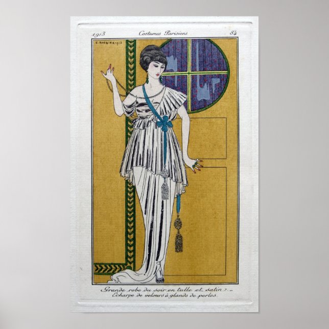 Pôster Art Nouveau Costumes Parisiens por George Barbier (Frente)