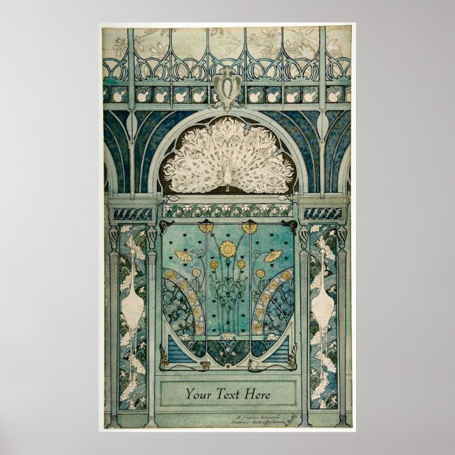 Pôster Art Nouveau Design por Émile Hutré c1896 (Frente)