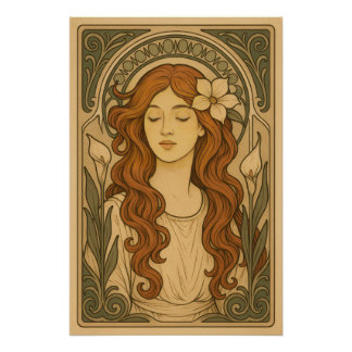 Pôster Art Nouveau Estilo Mulheres Arte