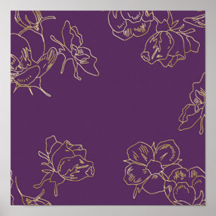 Poster Art Nouveau Flores Douradas