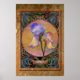 Poster Art Nouveau Irisa em uma armação Coppery Mucha