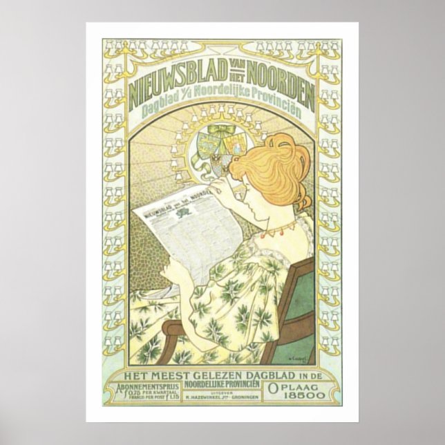 Poster Art Nouveau Jornal Holandês (Frente)