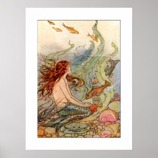 Pôster Art Nouveau Mermaid Poster/impressão 18x24