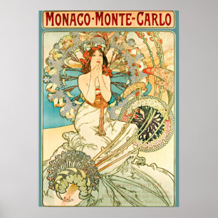 Poster Art Nouveau Mônaco Monte Carlo por Alphonse Mucha