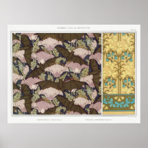 Art nouveau morcegos e campanulas arte têxtil flor