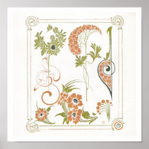 Art nouveau Mucha abstrato floral verde
