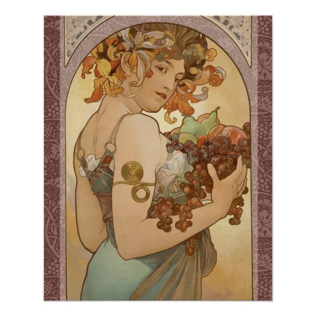 Pôster Art Nouveau Mulher Mucha Linda (Frente)