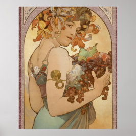 Pôster Art Nouveau Mulher Mucha Linda