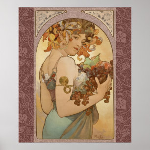 Pôster Art Nouveau Mulher Mucha Linda