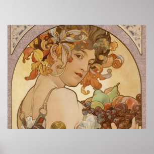 Pôster Art Nouveau Mulher Mucha Linda