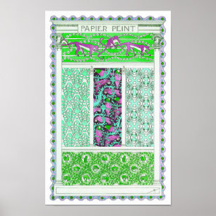 Poster Art nouveau papagaio-papagaio-da-selva tropical de