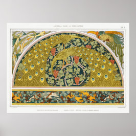 Poster Art nouveau pavão animais vidros verneuil