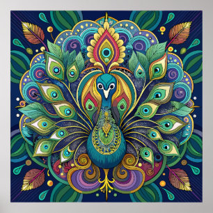Poster Art Nouveau Peacock Glamor