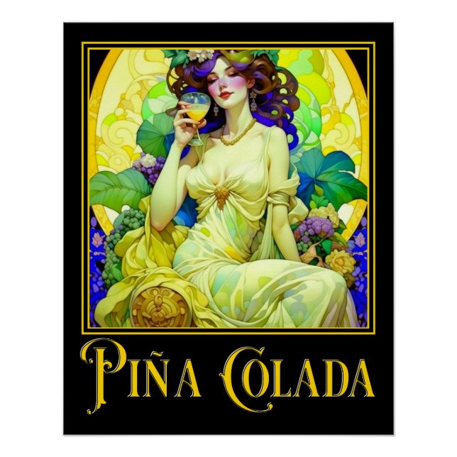 Pôster Art Nouveau Pina Colada (Frente)