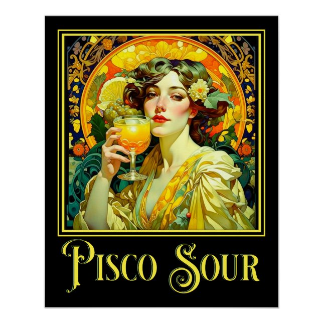Pôster Art Nouveau Pisco Sour (Frente)