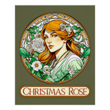 Art Nouveau Rosa Mulher de Natal