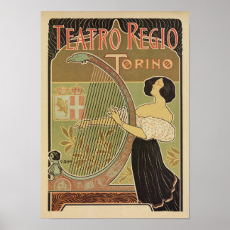 Poster Art nouveau Royal Opera House Turin Torino