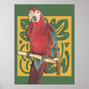 Poster Art Nouveau Scarlet Parrot