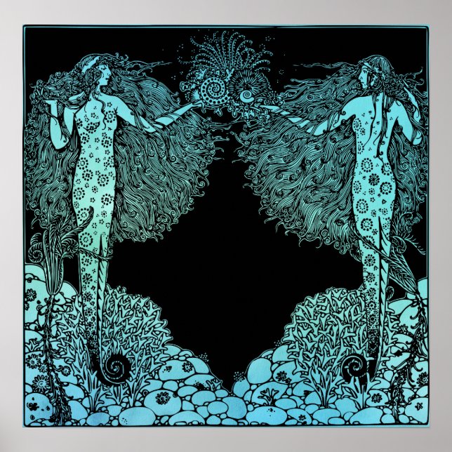 Poster Art Nouveau Sereias do Mar (Frente)